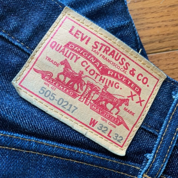 Men’s Levi’s LVC 505 - 0217 straight leg raw Selvedge Jeans Sz 32x32 - Picture 2 of 8